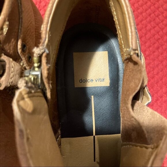 DOLCE VITA Sz 9 Western Style Stacked Heel Suede Leather Booties Inside Zipper - Picture 5 of 15